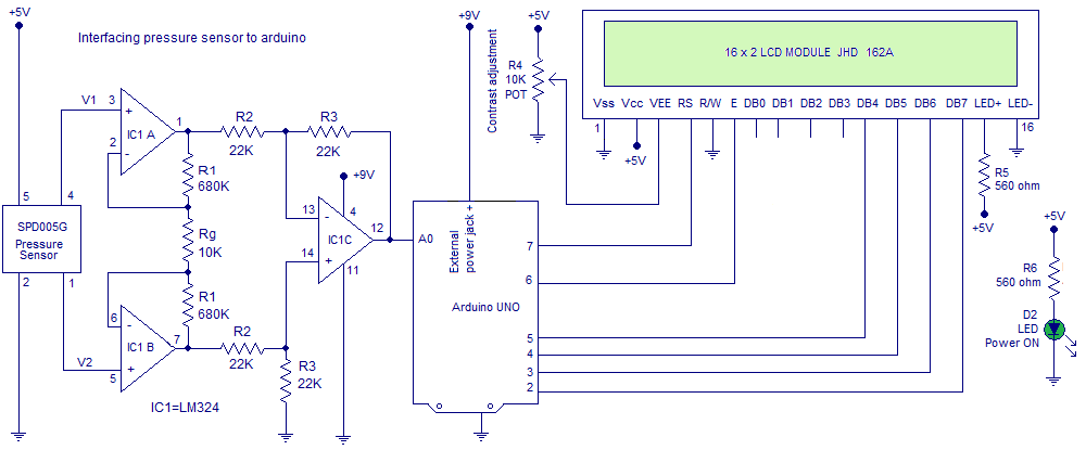 Схема подключения датчика давления к Arduino