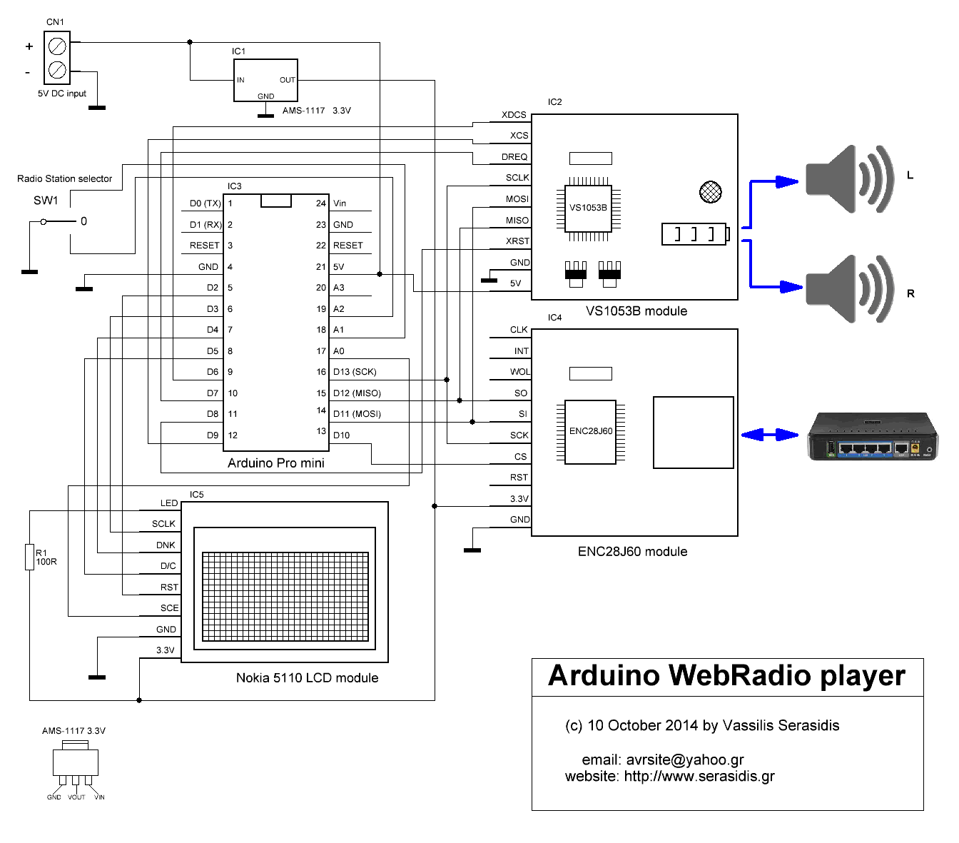 Схема радио плеера на Arduino