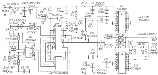 Схема генератора СВЧ на микроконтроллере