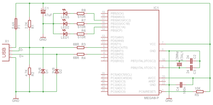 Проект V-USB для микроконтроллеров AVR